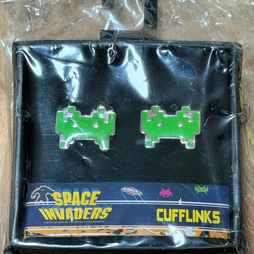 Space Invaders Green Cufflinks. NWT